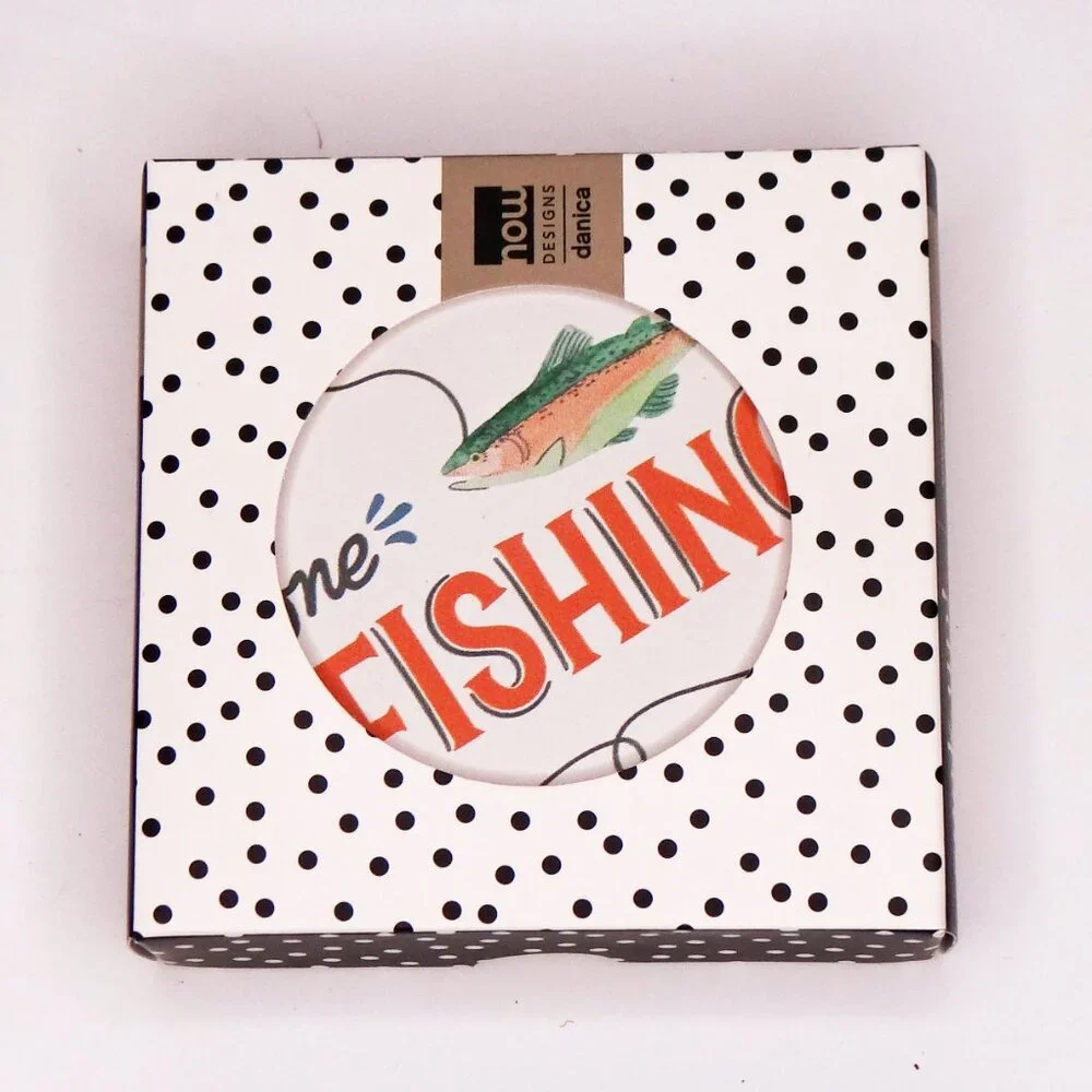 Danica Now Designs Round Coaster Set of 4 Soak Up Gone Fishing Cork Bottom
